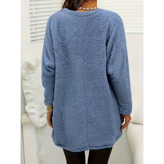 Cozy Plus Size Sunflower Print Sweatshirt with Pockets - Casual Long Sleeve Crew Neck Pullover for Women, Perfect for Fall & Winter Cozy Plus Size Sunflower Print Sweatshirt with Pockets - Casual Long Sleeve Crew Neck Pullover for Women, Perfect for Fall & Winter