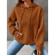 Plus Size Solid Color Waffle Long Sleeve Hooded Sweatshirt, Casual Drawstring Kangaroo Pocket Hoodie, Women's Clothing Plus Size Solid Color Waffle Long Sleeve Hooded Sweatshirt, Casual Drawstring Kangaroo Pocket Hoodie, Women's Clothing
