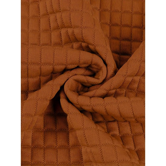 Plus Size Solid Color Waffle Long Sleeve Hooded Sweatshirt, Casual Drawstring Kangaroo Pocket Hoodie, Women's Clothing Plus Size Solid Color Waffle Long Sleeve Hooded Sweatshirt, Casual Drawstring Kangaroo Pocket Hoodie, Women's Clothing