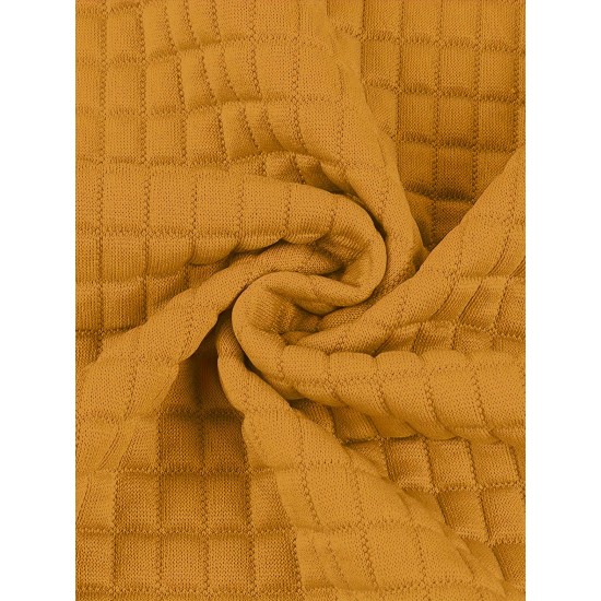Plus Size Solid Color Waffle Long Sleeve Hooded Sweatshirt, Casual Drawstring Kangaroo Pocket Hoodie, Women's Clothing Plus Size Solid Color Waffle Long Sleeve Hooded Sweatshirt, Casual Drawstring Kangaroo Pocket Hoodie, Women's Clothing