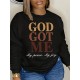 Plus Size Gradient Letter Print Sweatshirt, Casual Long Sleeve Crew Neck Sweatshirt, Women's Plus Size Clothing Plus Size Gradient Letter Print Sweatshirt, Casual Long Sleeve Crew Neck Sweatshirt, Women's Plus Size Clothing