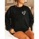 Plus Size Heart Print Pullover Sweatshirt, Casual Long Sleeve Crew Neck Sweatshirt For Fall & Spring, Women's Plus Size Clothing Plus Size Heart Print Pullover Sweatshirt, Casual Long Sleeve Crew Neck Sweatshirt For Fall & Spring, Women's Plus Size Clothing