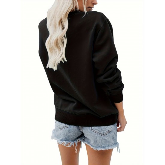 Plus Size Heart Print Pullover Sweatshirt, Casual Long Sleeve Crew Neck Sweatshirt For Fall & Spring, Women's Plus Size Clothing Plus Size Heart Print Pullover Sweatshirt, Casual Long Sleeve Crew Neck Sweatshirt For Fall & Spring, Women's Plus Size Clothing