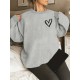 Plus Size Heart Print Pullover Sweatshirt, Casual Long Sleeve Crew Neck Sweatshirt For Fall & Spring, Women's Plus Size Clothing Plus Size Heart Print Pullover Sweatshirt, Casual Long Sleeve Crew Neck Sweatshirt For Fall & Spring, Women's Plus Size Clothing