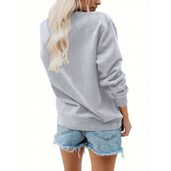 Plus Size Heart Print Pullover Sweatshirt, Casual Long Sleeve Crew Neck Sweatshirt For Fall & Spring, Women's Plus Size Clothing Plus Size Heart Print Pullover Sweatshirt, Casual Long Sleeve Crew Neck Sweatshirt For Fall & Spring, Women's Plus Size Clothing