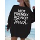 Plus Size Do Not Touch Print Sweatshirt, Casual Long Sleeve Crew Neck Pullover Sweatshirt, Women's Plus Size Clothing Plus Size Do Not Touch Print Sweatshirt, Casual Long Sleeve Crew Neck Pullover Sweatshirt, Women's Plus Size Clothing