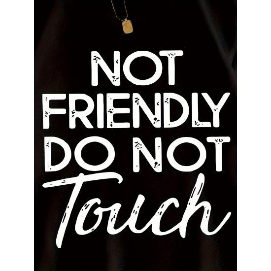 Plus Size Do Not Touch Print Sweatshirt, Casual Long Sleeve Crew Neck Pullover Sweatshirt, Women's Plus Size Clothing Plus Size Do Not Touch Print Sweatshirt, Casual Long Sleeve Crew Neck Pullover Sweatshirt, Women's Plus Size Clothing