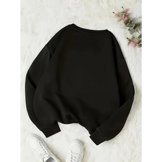 Plus Size Heart Print Sweatshirt, Casual Long Sleeve Crew Neck Pullover Sweatshirt, Women's Plus Size Clothing Plus Size Heart Print Sweatshirt, Casual Long Sleeve Crew Neck Pullover Sweatshirt, Women's Plus Size Clothing