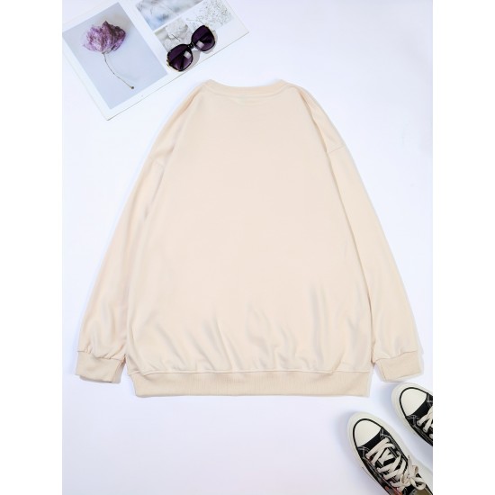 Plus Size Fear Not Print Pullover Sweatshirt, Casual Long Sleeve Crew Neck Sweatshirt For Fall & Winter, Women's Plus Size Clothing Plus Size Fear Not Print Pullover Sweatshirt, Casual Long Sleeve Crew Neck Sweatshirt For Fall & Winter, Women's Plus Size Clothing