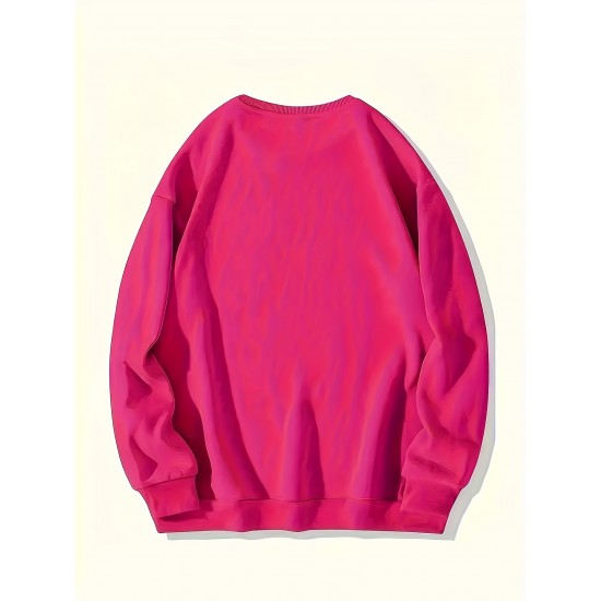 Plus Size Fear Not Print Pullover Sweatshirt, Casual Long Sleeve Crew Neck Sweatshirt For Fall & Winter, Women's Plus Size Clothing Plus Size Fear Not Print Pullover Sweatshirt, Casual Long Sleeve Crew Neck Sweatshirt For Fall & Winter, Women's Plus Size Clothing