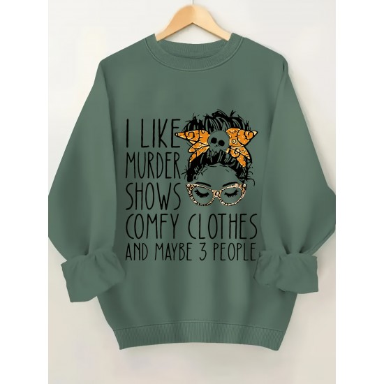Plus Size I Like Print Sweatshirt, Casual Long Sleeve Crew Neck Pullover Sweatshirt, Women's Plus Size Clothing Plus Size I Like Print Sweatshirt, Casual Long Sleeve Crew Neck Pullover Sweatshirt, Women's Plus Size Clothing