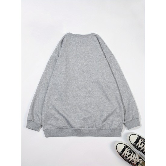Plus Size Flower Print Sweatshirt, Casual Long Sleeve Crew Neck Sweatshirt, Women's Plus Size Clothing Plus Size Flower Print Sweatshirt, Casual Long Sleeve Crew Neck Sweatshirt, Women's Plus Size Clothing