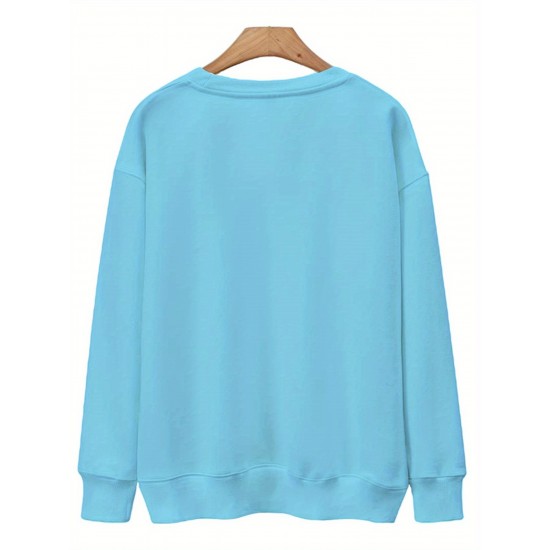 Plus Size Flower Print Sweatshirt, Casual Long Sleeve Crew Neck Sweatshirt, Women's Plus Size Clothing Plus Size Flower Print Sweatshirt, Casual Long Sleeve Crew Neck Sweatshirt, Women's Plus Size Clothing