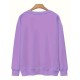Plus Size Letter Print Sweatshirt, Casual Crew Neck Long Sleeve Pullover Sweatshirt For Spring & Fall, Women's Plus Size Clothing Plus Size Letter Print Sweatshirt, Casual Crew Neck Long Sleeve Pullover Sweatshirt For Spring & Fall, Women's Plus Size Clothing