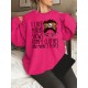 Plus Size Letter Print Sweatshirt, Casual Crew Neck Long Sleeve Pullover Sweatshirt For Spring & Fall, Women's Plus Size Clothing Plus Size Letter Print Sweatshirt, Casual Crew Neck Long Sleeve Pullover Sweatshirt For Spring & Fall, Women's Plus Size Clothing