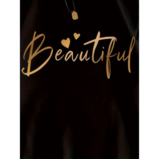 Plus Size Beautiful Print Sweatshirt, Casual Long Sleeve Crew Neck Pullover Sweatshirt, Women's Plus Size Clothing Plus Size Beautiful Print Sweatshirt, Casual Long Sleeve Crew Neck Pullover Sweatshirt, Women's Plus Size Clothing