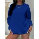 1pc Women'S Plus Size Fashion Sweatshirt, 100% Polyester Crew Neck Pullover with Slight Stretch, Solid Color Knit Fabric for Fall/Winter 1pc Women'S Plus Size Fashion Sweatshirt, 100% Polyester Crew Neck Pullover with Slight Stretch, Solid Color Knit Fabric for Fall/Winter