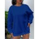 1pc Women'S Plus Size Fashion Sweatshirt, 100% Polyester Crew Neck Pullover with Slight Stretch, Solid Color Knit Fabric for Fall/Winter 1pc Women'S Plus Size Fashion Sweatshirt, 100% Polyester Crew Neck Pullover with Slight Stretch, Solid Color Knit Fabric for Fall/Winter