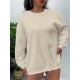 1pc Women'S Plus Size Fashion Sweatshirt, 100% Polyester Crew Neck Pullover with Slight Stretch, Solid Color Knit Fabric for Fall/Winter 1pc Women'S Plus Size Fashion Sweatshirt, 100% Polyester Crew Neck Pullover with Slight Stretch, Solid Color Knit Fabric for Fall/Winter
