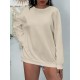 1pc Women'S Plus Size Fashion Sweatshirt, 100% Polyester Crew Neck Pullover with Slight Stretch, Solid Color Knit Fabric for Fall/Winter 1pc Women'S Plus Size Fashion Sweatshirt, 100% Polyester Crew Neck Pullover with Slight Stretch, Solid Color Knit Fabric for Fall/Winter