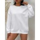 1pc Women'S Plus Size Fashion Sweatshirt, 100% Polyester Crew Neck Pullover with Slight Stretch, Solid Color Knit Fabric for Fall/Winter 1pc Women'S Plus Size Fashion Sweatshirt, 100% Polyester Crew Neck Pullover with Slight Stretch, Solid Color Knit Fabric for Fall/Winter