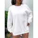 1pc Women'S Plus Size Fashion Sweatshirt, 100% Polyester Crew Neck Pullover with Slight Stretch, Solid Color Knit Fabric for Fall/Winter 1pc Women'S Plus Size Fashion Sweatshirt, 100% Polyester Crew Neck Pullover with Slight Stretch, Solid Color Knit Fabric for Fall/Winter
