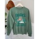Plus Size Casual Crew Neck Sweatshirt with Alphabet Print, 100% Polyester Knit Fabric, Slight Stretch Pullover for All Seasons Plus Size Casual Crew Neck Sweatshirt with Alphabet Print, 100% Polyester Knit Fabric, Slight Stretch Pullover for All Seasons