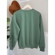 Plus Size Casual Crew Neck Sweatshirt with Alphabet Print, 100% Polyester Knit Fabric, Slight Stretch Pullover for All Seasons Plus Size Casual Crew Neck Sweatshirt with Alphabet Print, 100% Polyester Knit Fabric, Slight Stretch Pullover for All Seasons