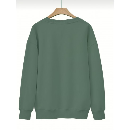 Plus Size Woman & Letter Print Sweatshirt, Casual Long Sleeve Crew Neck Sweatshirt, Women's Plus Size Clothing Plus Size Woman & Letter Print Sweatshirt, Casual Long Sleeve Crew Neck Sweatshirt, Women's Plus Size Clothing