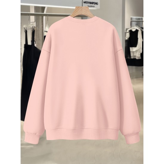 Plus Size Woman & Letter Print Sweatshirt, Casual Long Sleeve Crew Neck Sweatshirt, Women's Plus Size Clothing Plus Size Woman & Letter Print Sweatshirt, Casual Long Sleeve Crew Neck Sweatshirt, Women's Plus Size Clothing