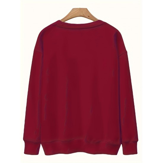 Plus Size Woman & Letter Print Sweatshirt, Casual Long Sleeve Crew Neck Sweatshirt, Women's Plus Size Clothing Plus Size Woman & Letter Print Sweatshirt, Casual Long Sleeve Crew Neck Sweatshirt, Women's Plus Size Clothing