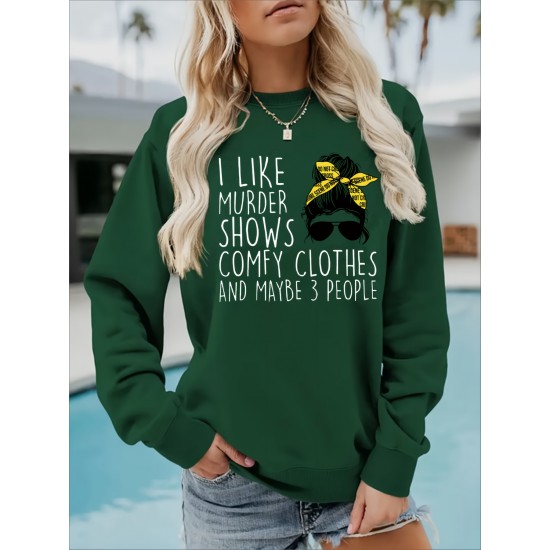 Plus Size Woman & Letter Print Sweatshirt, Casual Long Sleeve Crew Neck Sweatshirt, Women's Plus Size Clothing Plus Size Woman & Letter Print Sweatshirt, Casual Long Sleeve Crew Neck Sweatshirt, Women's Plus Size Clothing