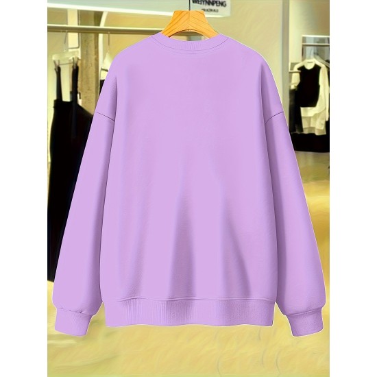 Plus Size Woman & Letter Print Sweatshirt, Casual Long Sleeve Crew Neck Sweatshirt, Women's Plus Size Clothing Plus Size Woman & Letter Print Sweatshirt, Casual Long Sleeve Crew Neck Sweatshirt, Women's Plus Size Clothing