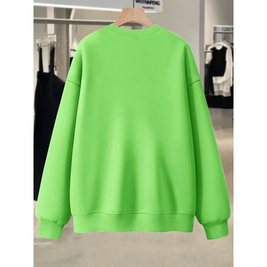 Plus Size Woman & Letter Print Sweatshirt, Casual Long Sleeve Crew Neck Sweatshirt, Women's Plus Size Clothing Plus Size Woman & Letter Print Sweatshirt, Casual Long Sleeve Crew Neck Sweatshirt, Women's Plus Size Clothing